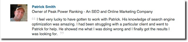 City Of London SEO Expert Patrick Robinson Testimonial